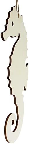 Nedovršeni drveni ukras u obliku morskog konjića izrez DIY zanat 11,5 inča