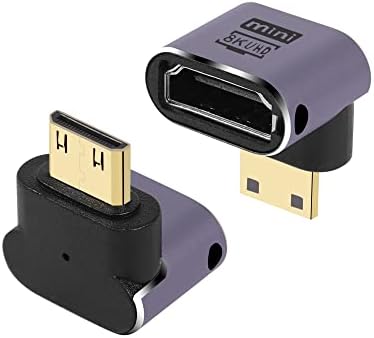 Gintooyun 8K mini HDMI do standardnog HDMI adaptera 2.1 Verzija Mini HDMI mužjak do ugao 90 stupnjeva HDMI ženski proširenje za kameru, laptop, tablet, HDTV, projektor 2 kom