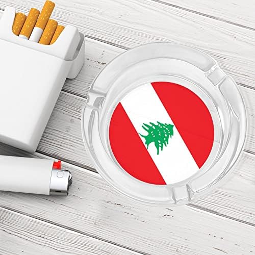 Libanon Flag Glass Ashtrays Okrugli pepeo ladica slatka lijepa futrola za pepeo za uređenje home uredske palube