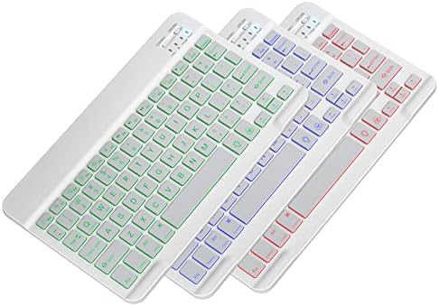 JPHTEK Universal Slim Prijenosne bežične Bluetooth tastature 3.0 7-boja Osvetljena Bluetooth tastatura za tastaturu tablet sa ugrađenim punjivim baterijom, mini Bluetooth tastatura crna