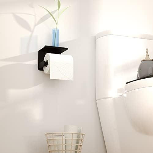Držač za toaletni papir sa policom, savršena suza mat crna toaletna držača za papir, modernog držača