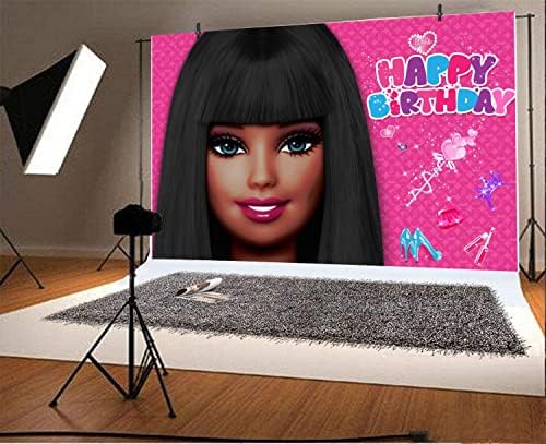 SOBU BLACK Barbie Backdrop Happy Birthday Tema Party Pozadine dame Djevojke Sobna zidna kolač