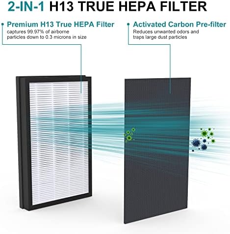 Vegebe A2 H13 True HEPA zamjenski filter, kompatibilan sa filtre 3m a2 pročišćivač zraka FAP-C02-A2, FAP-C03-A2, FAP-T03-A2, FAP-SC02L, br.1150101, Veličina filtra A2, 1-pakovanje
