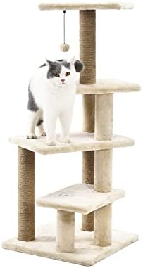 Basics multi-Platform Cat Condo toranj sa stubom za grebanje - 28 x 21 x 42 inča, bež