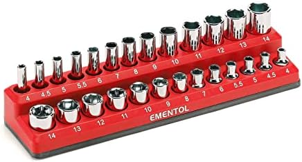 Ementol 3kom organizatori magnetnih utičnica - Plava / Crvena, drži do 72 utičnice, 1/4, 3/8 i 1/2 pogon,