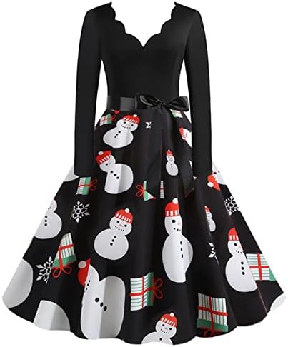 NaRHbrg ženske Božićne haljine iz 1950-ih, ženske Božićne bombone štampane koktel maksi haljine