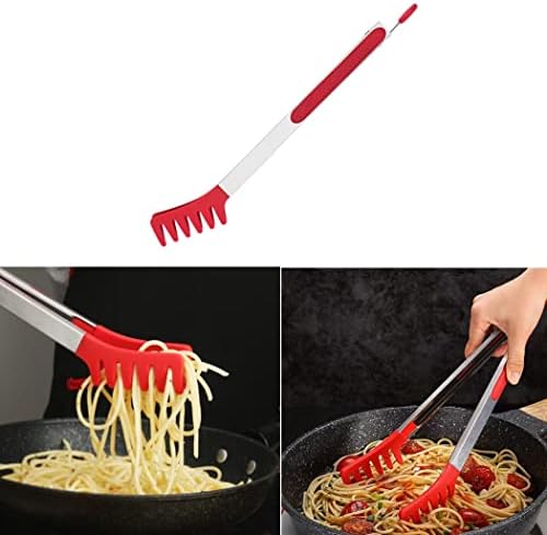 Veliki 13 crveni Nerđajući čelik za testeninu sa silikonskim vrhovima, klešta za špagete Pasta Server pribor za rezance kuvanje hrane za pečenje BBQ Kuhinjski alati