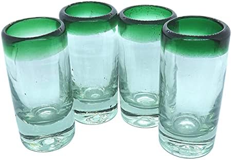 MEXTEQUIL-autentične meksičke naočare za tekilu-Set čaša za tekilu-4 kom - 2 oz-Meksičko ručno puhano staklo