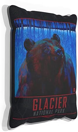 Glacier Zimska noć Grizzly Canvas Throw jastuk za kauč ili kauč kod kuće & ured iz ulja slika umjetnika Kari Lehr 13 x 19.