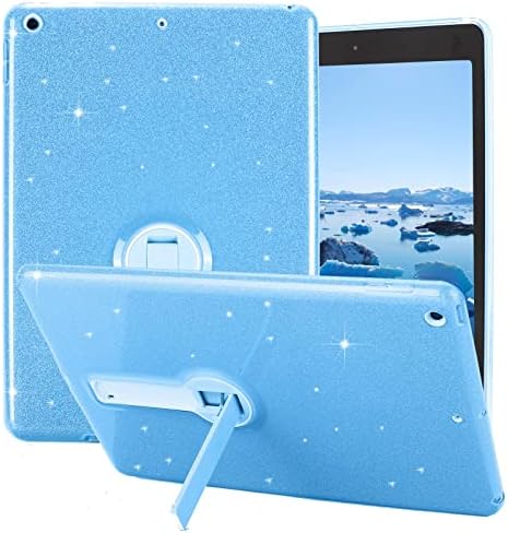 Slučaj Sofunmoky za iPad 9. / 8. / 7. generaciju, sjaj, sa postoljem, bling stilom, luksuzom, plavom bojom