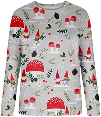Ženski dukseri Božić slatki tisak dugih rukava okrugli vrat tunika tee majice Santa Claus Loose Xmas pulover vrhove