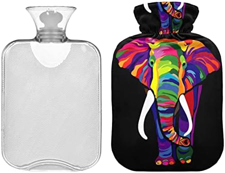 Flaše za toplu vodu sa poklopcem šareni Slonovi vreća za toplu vodu za ublažavanje bolova, sportske povrede, stopala i grejač kreveta 2 litar