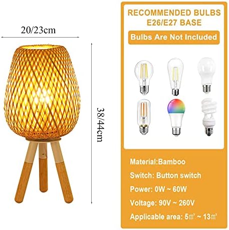 Yhqsyks ručno pletene lampe za bambusove stolne lampe, stativ stolova lampica bambusove tkanje atmosfera