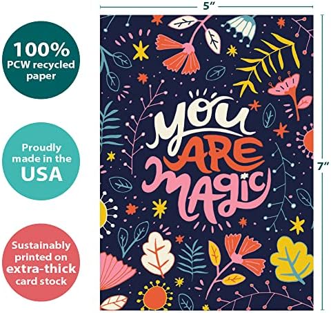 Čestitke bez drveta kartice za Majčin dan-umjetnički dizajn-1 kartica + odgovarajuće koverte - napravljeno u SAD- reciklirani papir - 5 x7 - vi ste magija