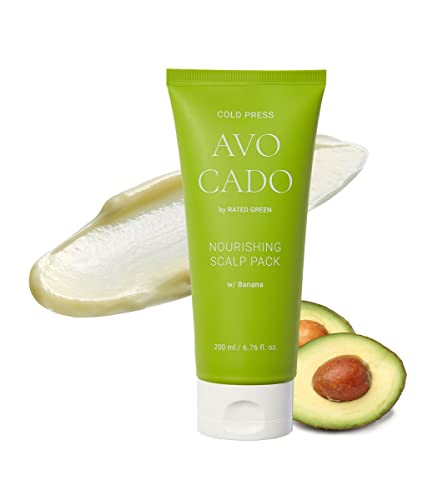 Ocijenjeno zeleno-avokado hranjivo pakovanje za vlasište, maska za omekšavanje kose i maska za vlasište za suho vlasište koje svrbi, cijev-6.76 fl. oz. Hladno ceđeni organski avokado sa prirodnom bananom
