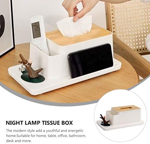 Kabilock kutija za papirnate ubruse sa drvenim poklopcem i noćnim svjetlom za jednokratnu papirnatu kutiju za maramice za lice poklopac LED kontrolnog držača prekidača na dodir kutija za Organizator dispenzera