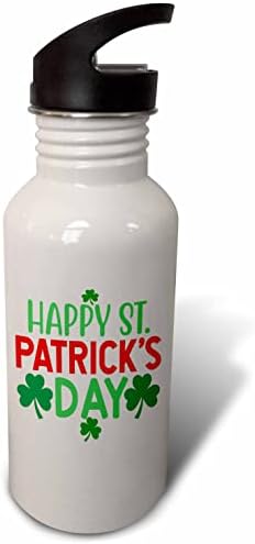 3drose sretan ul Patricks Day Slogan Green Shamrocks, 3Dramm - boce za vodu