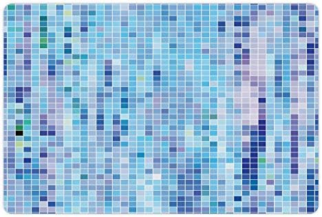 Ambesonne Mosaic pet Mat za hranu i vodu, ljeto apstraktno malo kvadrata piksel poput simetričnog uzorka, Neklizajući gumeni Mat za pse i mačke, 18 X 12, Deep Sky Blue Multicolor