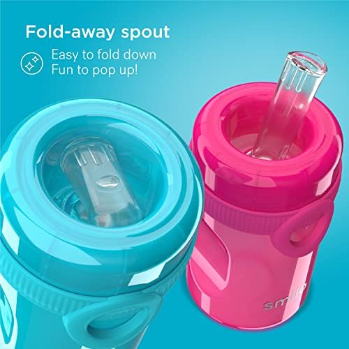 Smilo Sippy Cup 2 pakovanje za malu djecu sa prosipanjem & amp; preklopni Silikonski izliv-8.5 Oz kapacitet-BPA-besplatne šolje za malu djecu napravljene u SAD - Pink