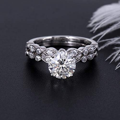 DovEggs 14K zlatni kvalitet srebrni Centar 1.5 ct 7.5 mm G-H-I boje srčane strelice rezani Moissanite zaručnički prsten zaručnički prsten vjenčani Set 2 komada Moissanite prstenovi za žene
