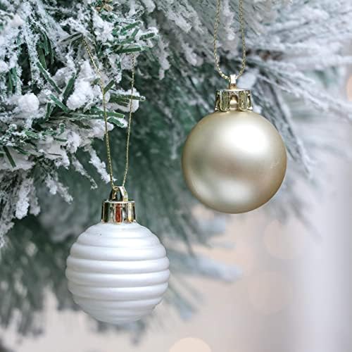 Valery Madelyn Elegantni zlatni i bijeli božićni ukras snop 24ct 40mm elegantni zlatni i bijeli božićni kuglični ukrasi i božićno stablo
