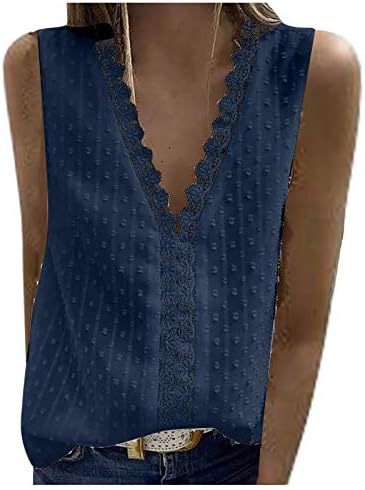 Najpopularniji casual majica s bluzom iz vrata za žene za žene Solid Boja Žene čipke bez rukava bez rukava Skraćena ženska bluza