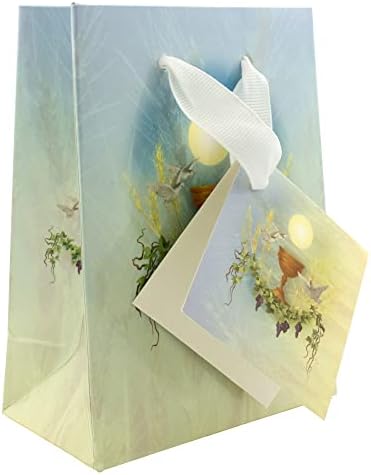 Poklon torba za prvo Sveto Pričešće / uključuje maramicu i oznaku | predivan vjerski dizajn | dizajniran u Italiji / sadrži katolički kalež | grožđe i pšenicu