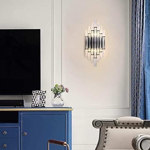KCO rasvjeta moderni kristalni zidni Sconce Set od 2 elegantna zidna lampa crna metalna zidna lampa