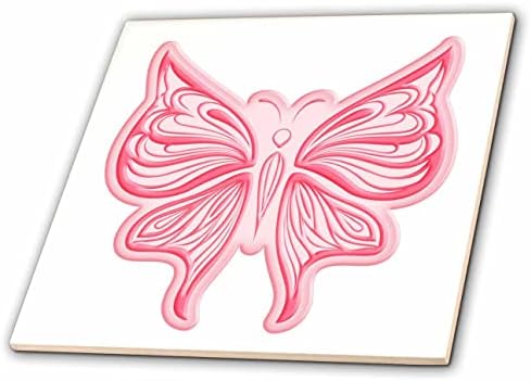 3drose Pretty Pink on Pink Butterfly Illustration-Tiles