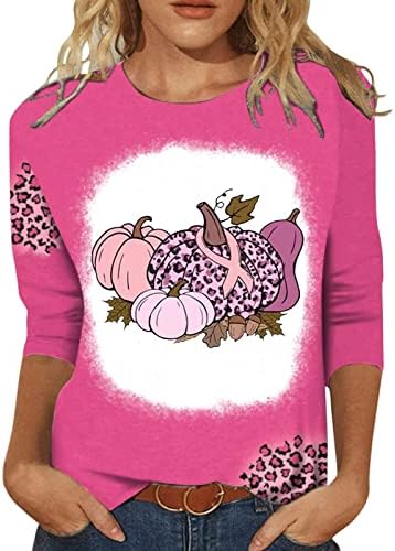 Košulje od raka dojke za žene u oktobru nosimo ružičastu majicu Leopard 3/4 rukava Ombre slatke irske gnome grafičke
