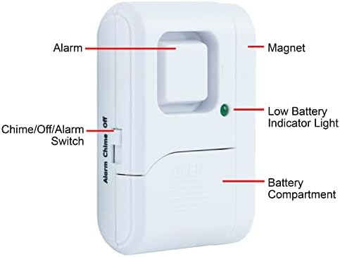 GE Alarm o ličnoj sigurnosti i vrata, 6 pakovanja, DIY zaštita, bubnjarna upozorenja, bežični, magnetni