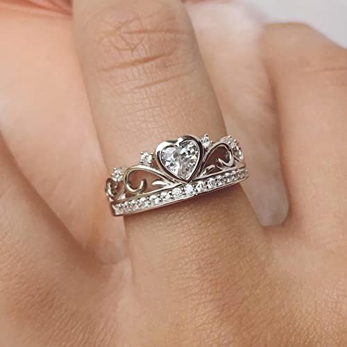 2023 Izvrsni srčani cirkon krunski prsten za žene angažman prsten nakit pokloni Wee Ring