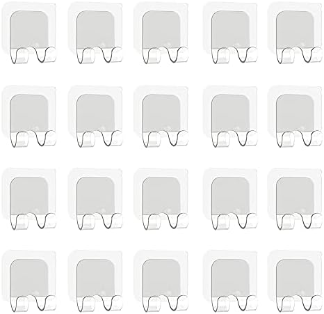 20Pack prozirne ljepilo, višenamjenski plastični dvostruki zidni kuke za nokte ljepljive vješalice za četkice za zube za četkice za zube Kuke za kuhanje ručnika za višekratnu upotrebu kupatila