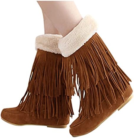 Modne čizme za gležnjeve za ženske platforme Neklizajuće zimske čizme za snijeg Fleece obloge za obloge svih utakmica Cowboy Boot