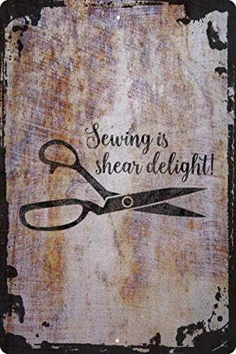 Smiješan veliki zidni metalni znak šivanje je škare za uklanjanje škara Hobby Fun Stvorite craft
