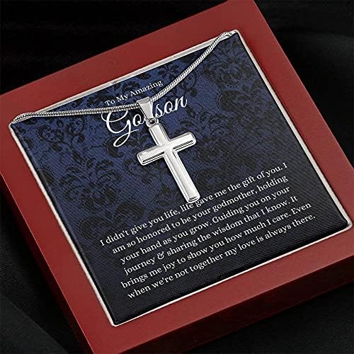 Nakit za karticu poruke, ručno rađene ogrlice - personalizirani poklon križ, Godson pokloni od kummostada
