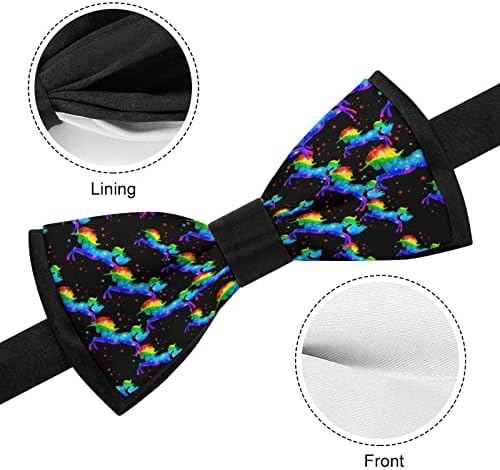 Weedkeycat Rainbow Galaxy jednorog smiješna kravata Predvezana formalna luka Podesiva Bowtie Ispisana za muškarce