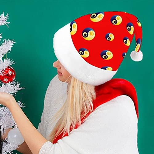 Yin Yang Sun Moon Funny Božić šešir Santa Claus kape kratki pliš sa bijelim manžetama za Božić Holiday Party ukras zalihe