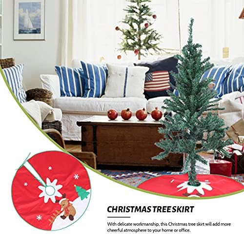 Prettyzoom Xmas Tree suknja Crvena božićna stabla mekana plišana luksuzna suknja od crvene i bijele boje sa
