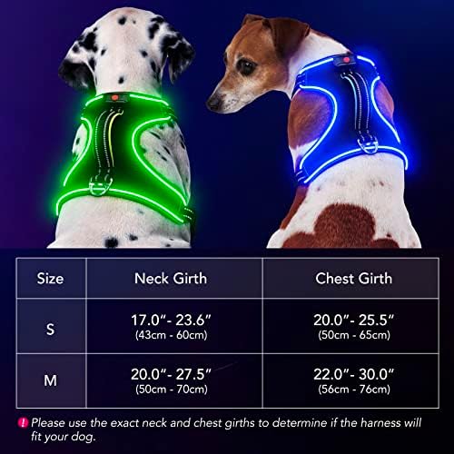 Blinlit LED svjetlo za pse, reflektirajuće LED pseće kabelske svetle za noćno hodanje, punjiva za male srednjeg pse bez povlačenja i prednjim čipom, podesivim rasvjetnim čipovima