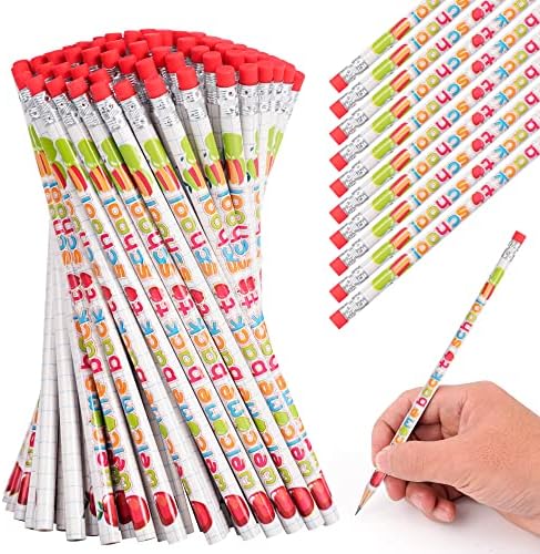Kolewo4ever 100 komada Dobrodošli na povratak u školske olovke Cilindrične drvne šarene tiskane olovke sa školskim