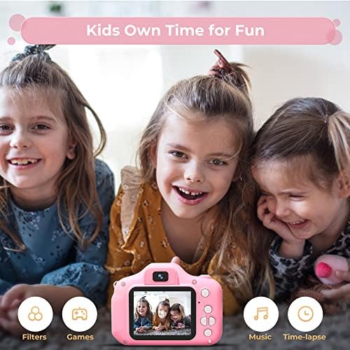 Homspal Upgrade Dječija selfi kamera, Božićni rođendanski pokloni za dječake od 3-9 godina, HD digitalne Video kamere za malu djecu, sa 32GB SD karticom Božićni rođendanski pokloni za dječake i djevojčice - Peach