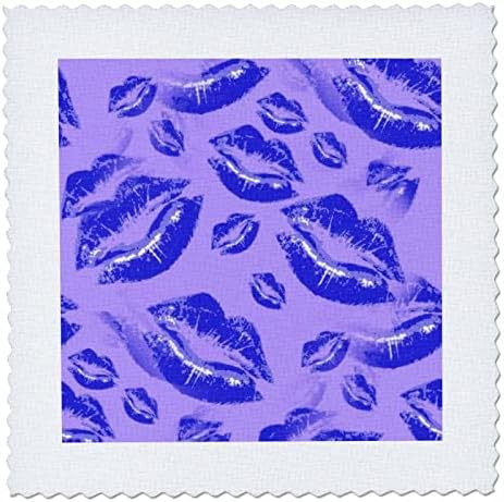 3dRose dva poljupca sudarila usne Bold plave usne uzorak - Quilt kvadrata