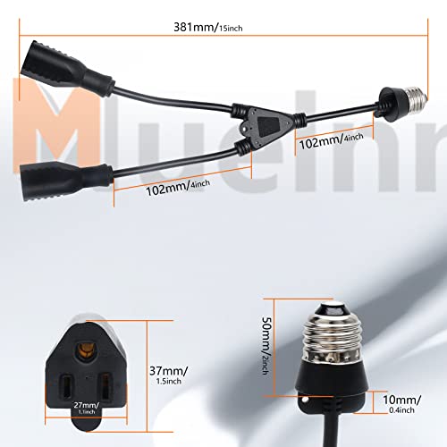 Muelnmey Adapter za konverziju svetlosne utičnice sa produžnim kablom 2 u 1 30cm dugačak 3 krak E26 / E27