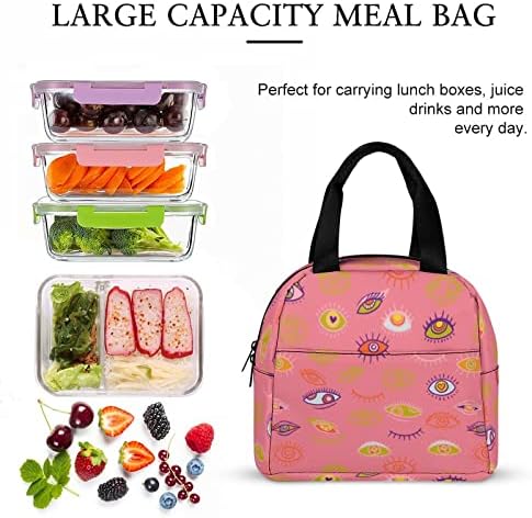 Teenage 70s Retro Eyes uzorak hipi torba za ručak za žene i muškarce, izolovana torba za obrok, torba