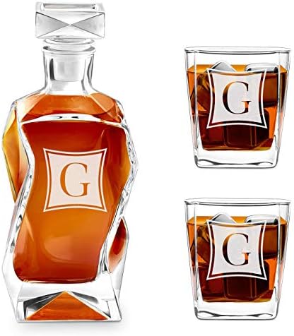 Maverton set dekantera za viski sa 2 čaše za žene-personalizovani dozator pića za nju - Whisky carafe za rođendanski poklon - elegantan set za mamu-pismo