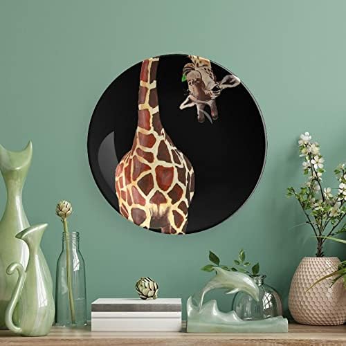 Giraffe smiješna kostna Kina Dekorativna ploča okrugla keramičke ploče ploče sa zaslonom za uredski zidni