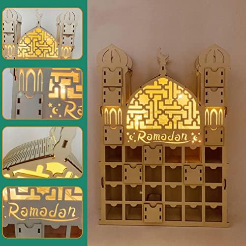 Drvena LED Ramadan Advent Kalendar: ladica Eid Mubarak odbrojavanje kalendar drveni stol znak