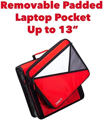 CASE-IT Universal 2,0 zipper-prsten -1,5 inčni O-prsten - prenosivi podstavljeni džep drži do 13 laptop / tablet - više džepova - kapacitet 325 stranica - dolazi s remenom za rame - duboka purple LT-207