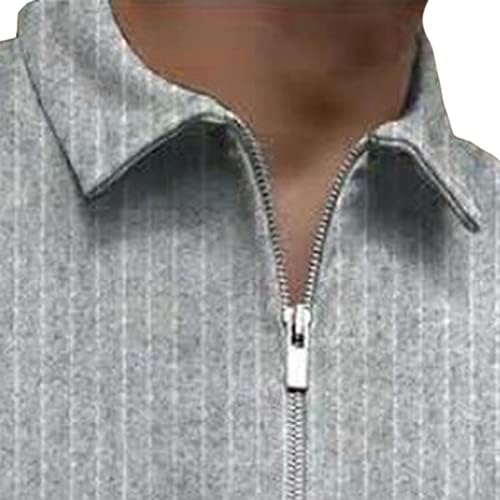 JEKE-DG Men Zipper Waffle Shirt Stripe T-Shirt dugi rukav Knit Thermals Casual Sportswear grafički